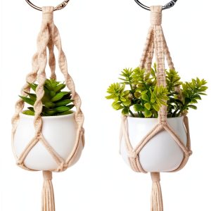 Dahey Macrame Plant Hanger Cotton Car Mirror Decor-0