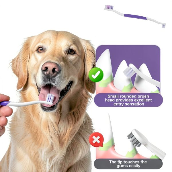 VVHOMIFE Dog Toothbrush Dual Head S Shape Handle Colors-5