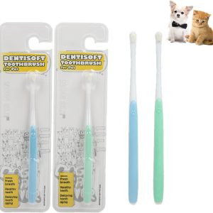JGocot Microhead Pet Toothbrush Blue Green Tiny Brush Head-0