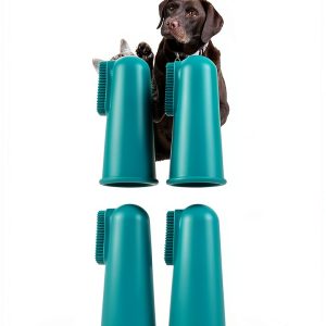 H&H Pets Dog Finger Toothbrush Silicone Bristles Dental Care-0