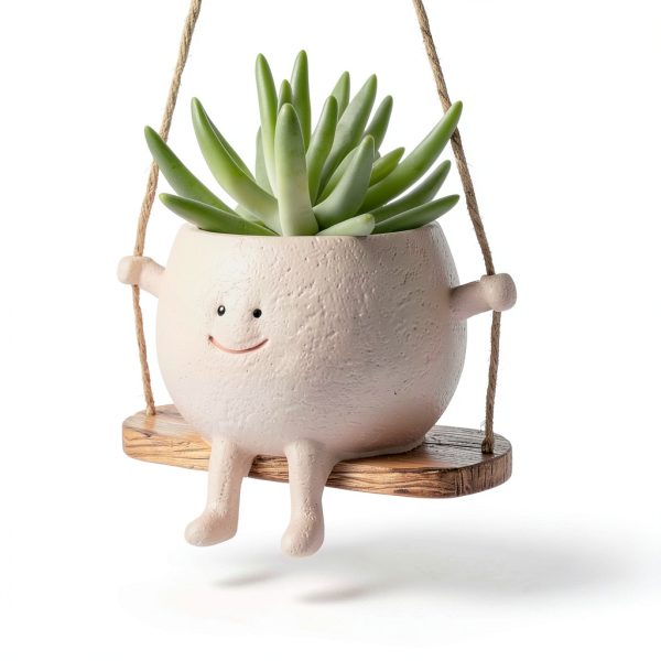 AFFLAT Smiley Face Hanging Planter Resin Garden Decor-2