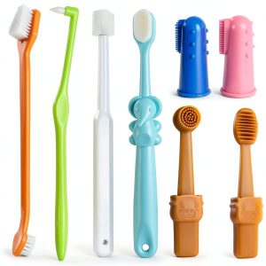 Qubccum Dog Toothbrush 8 Pcs Soft Hard Bristles Pet Dental-0