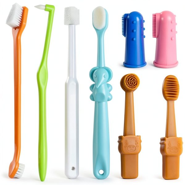 Qubccum Dog Toothbrush 8 Pcs Soft Hard Bristles Pet Dental-0
