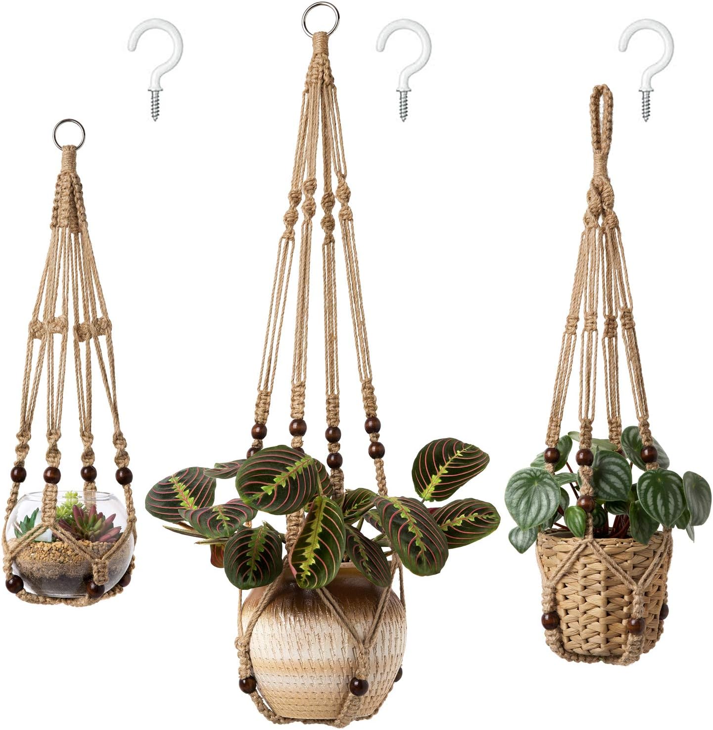 'Mkono jute hanging planter in a living room setting'