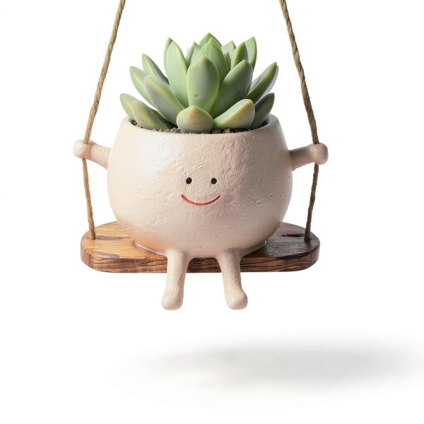 AFFLAT Smiley Face Hanging Planter Resin Garden Decor-7