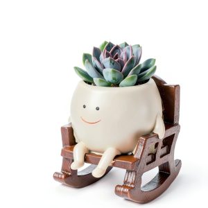 CONNOVA Smiley Face Hanging Planter Resin Garden Pot-0