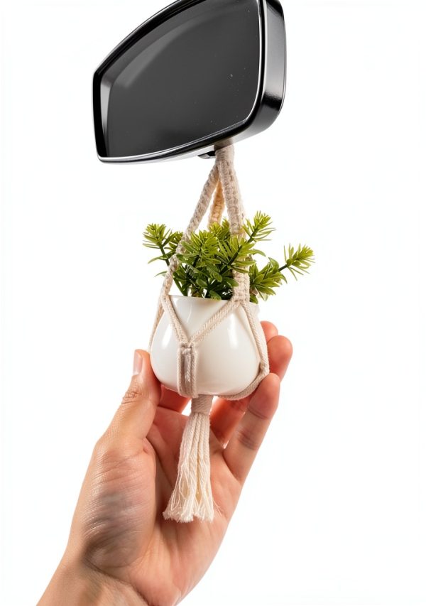 Dahey Macrame Plant Hanger Cotton Car Mirror Decor-3
