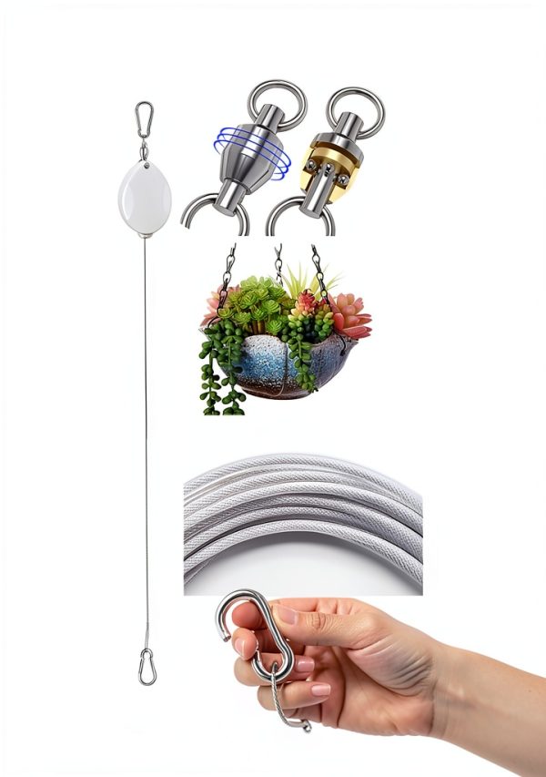 ZUZUAN Retractable Plant Hanger Wall Mount Plastic 3pack-2