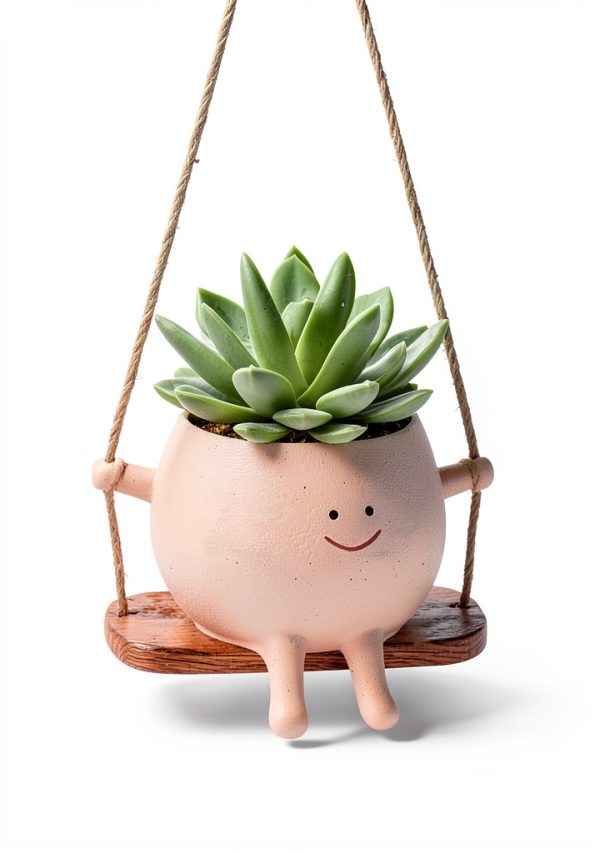 AFFLAT Smiley Face Hanging Planter Resin Garden Decor-4