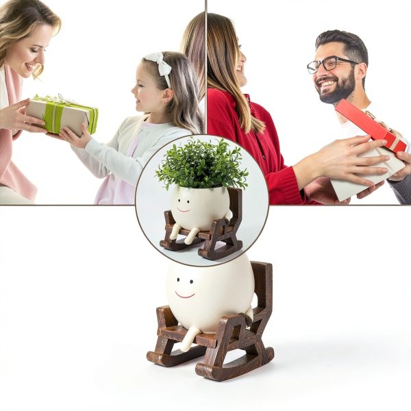 CONNOVA Smiley Face Hanging Planter Resin Garden Pot-6