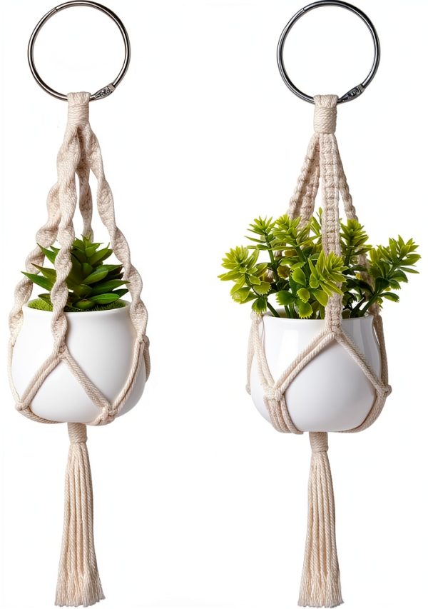 Dahey Macrame Plant Hanger Cotton Car Mirror Decor-2