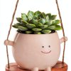 AFFLAT Smiley Face Hanging Planter Resin Garden Decor-0
