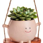AFFLAT Smiley Face Hanging Planter Resin Garden Decor-0