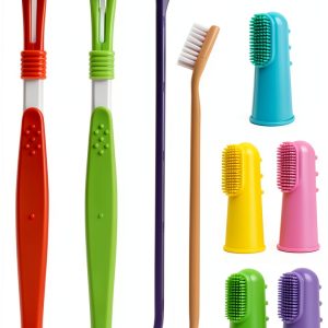 Zeyaa Pet Toothbrush Kit Triple Head Dog Cat Dental Care-0
