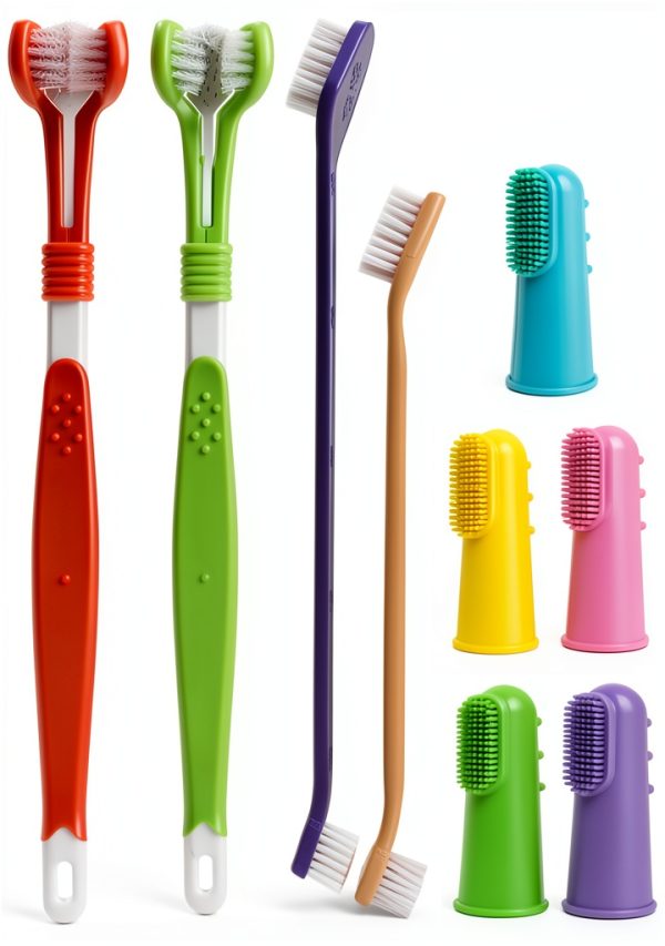 Zeyaa Pet Toothbrush Kit Triple Head Dog Cat Dental Care-0