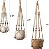 Mkono Jute Hanging Planter Foldable Modern Indoor Plant Pot-5