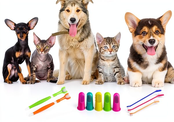 Zeyaa Pet Toothbrush Kit Triple Head Dog Cat Dental Care-1