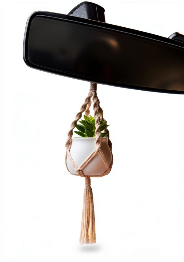 Dahey Macrame Plant Hanger Cotton Car Mirror Decor-4