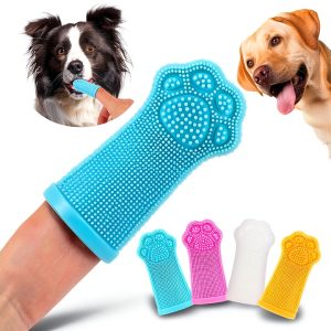 Dlnope Dog Finger Toothbrush Silicone Bristles Gum Massage-0