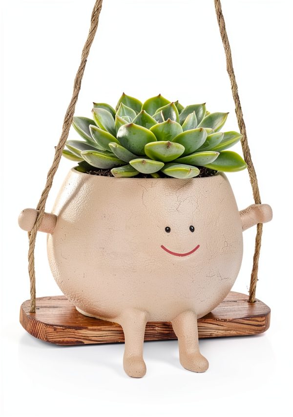 AFFLAT Smiley Face Hanging Planter Resin Garden Decor-5