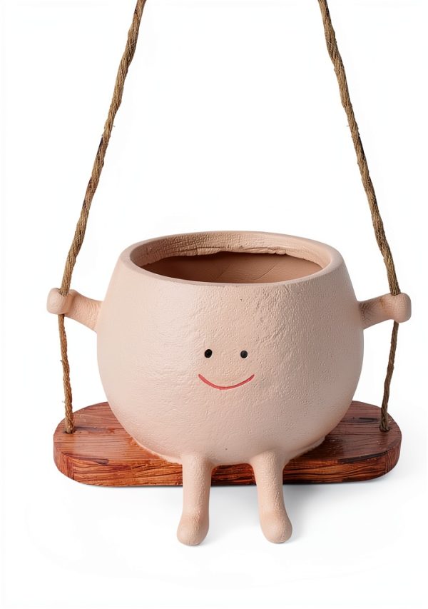 AFFLAT Smiley Face Hanging Planter Resin Garden Decor-1