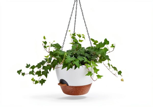 Vanslogreen Hanging Planter Set 2‑Piece 8″ White Plastic Self‑Watering-4