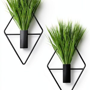 YXFOOR Metal Hanging Planters with Artificial Plants-0