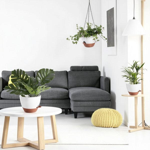 Vanslogreen Hanging Planter Set 2‑Piece 8″ White Plastic Self‑Watering-6