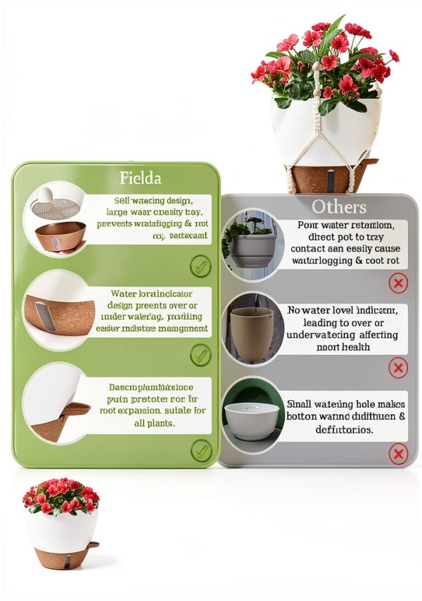 Fielda Hanging Planter Plastic Self Watering 10in-8