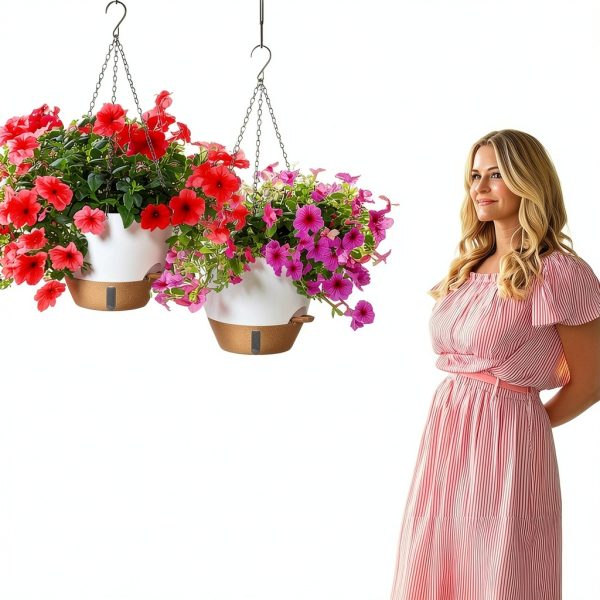 Fielda Hanging Planter Plastic Self Watering 10in-3