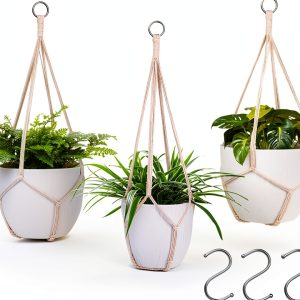 Garini Macrame Plant Hangers 3 Pack Assorted Sizes-0