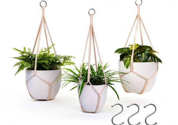 Garini Macrame Plant Hangers 3 Pack Assorted Sizes-0