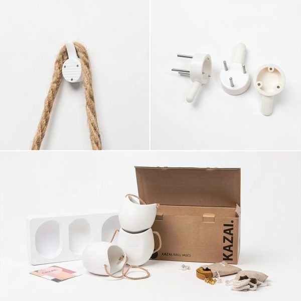 Ceramic Wall Planter Set Kazai Modern Matte Design-5