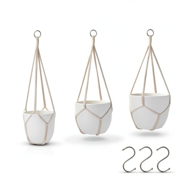 Garini Macrame Plant Hangers 3 Pack Assorted Sizes-2
