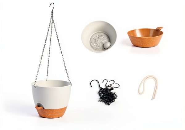 Vanslogreen Hanging Planter Set 2‑Piece 8″ White Plastic Self‑Watering-2