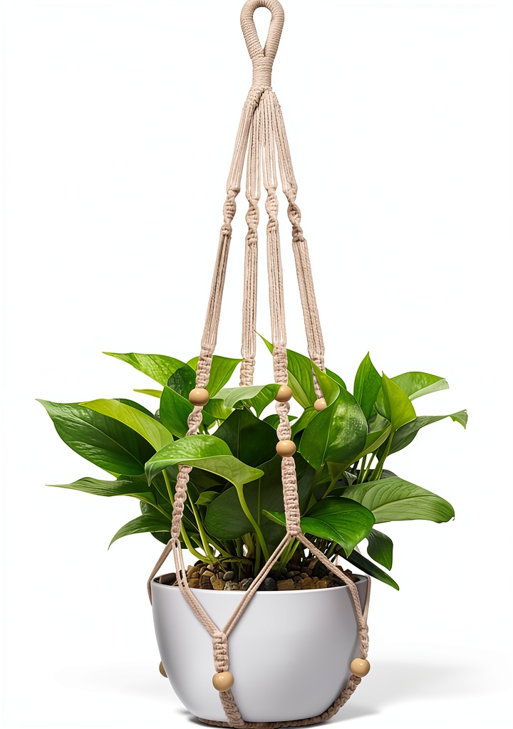 USLAI hanging planter displayed on a balcony with lush greenery