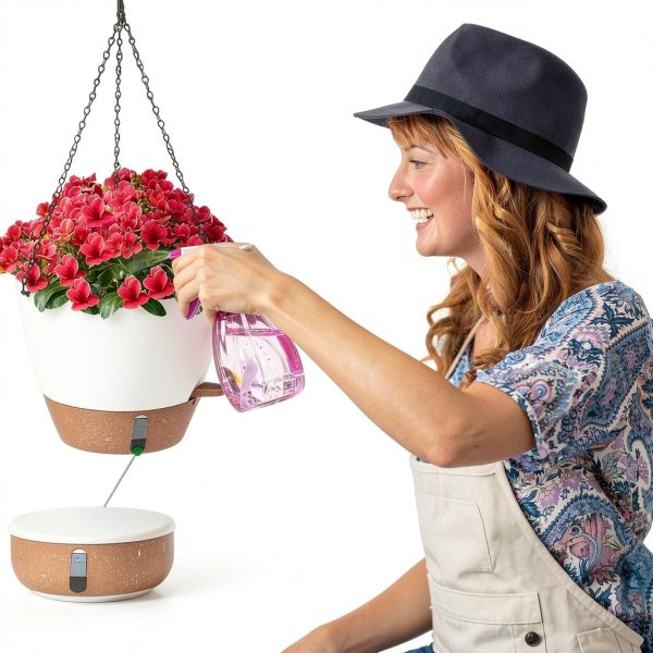 Fielda Hanging Planter Plastic Self Watering 10in-6