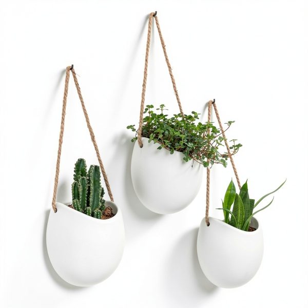 Ceramic Wall Planter Set Kazai Modern Matte Design-0