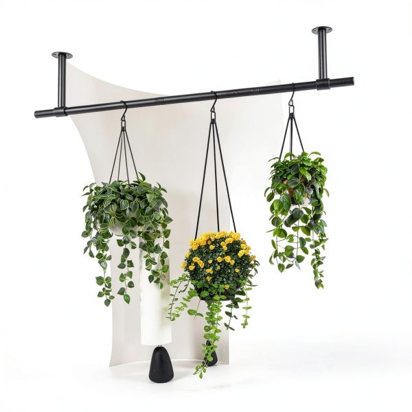 Uoveya Metal Hanging Plant Hanger Mounted Black 47.5in 2pcs Display-3
