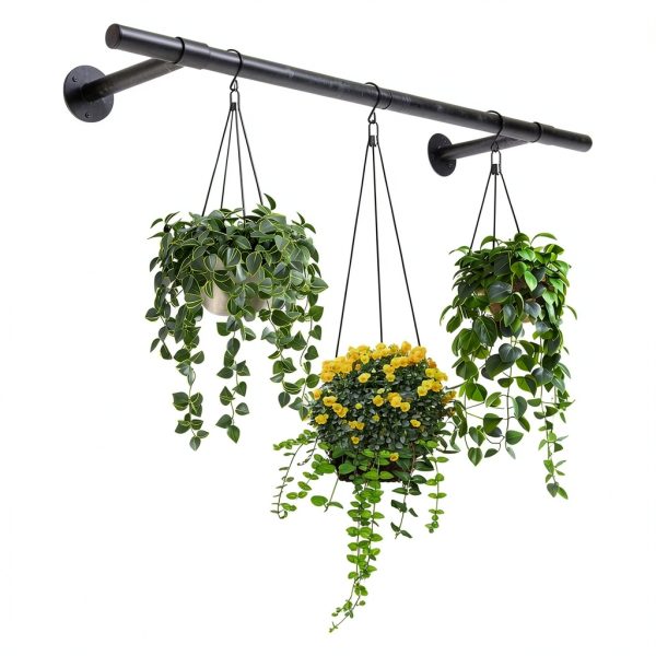 Uoveya Metal Hanging Plant Hanger 31.5in Black Wall Mounted 2‑pcs Set-6