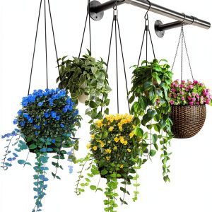 Uoveya Hanging Plant Hanger Metal Wall Mount 63In Length Black-0