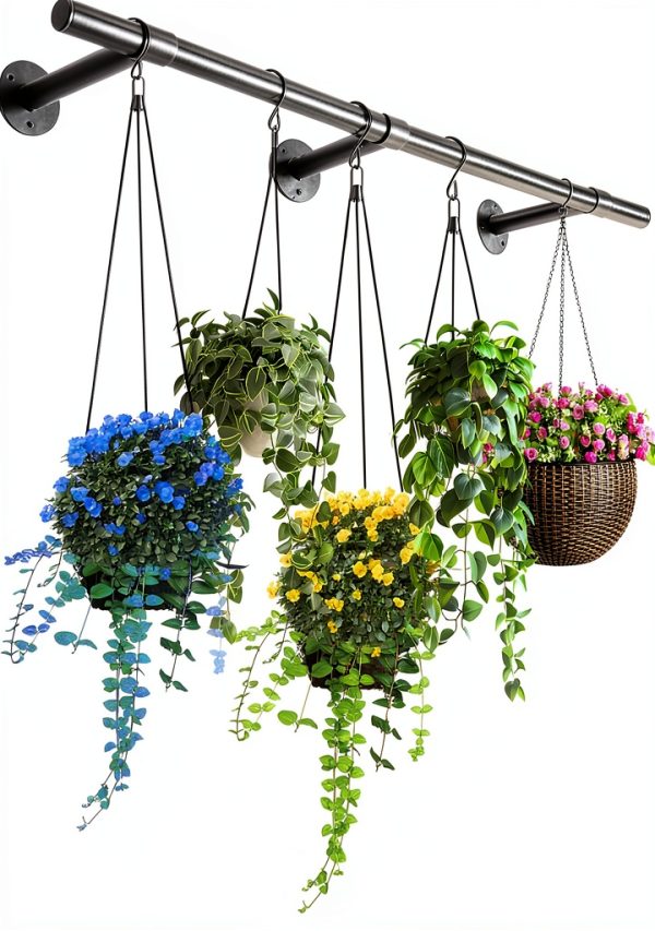 Uoveya Hanging Plant Hanger Metal Wall Mount 63In Length Black-0