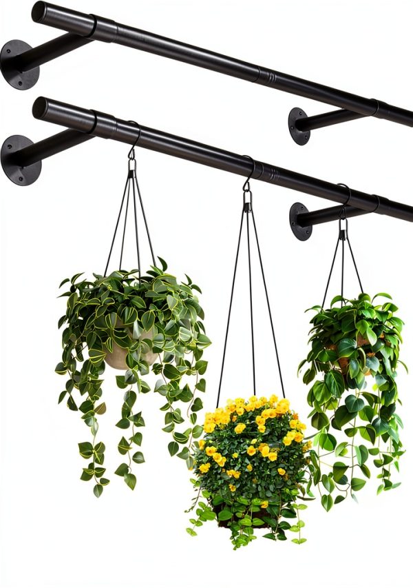 Uoveya Metal Hanging Plant Hanger Mounted Black 47.5in 2pcs Display-0