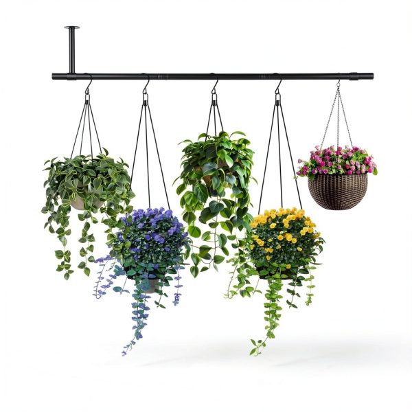 Uoveya Metal Hanging Plant Hanger Mounted Black 47.5in 2pcs Display-4