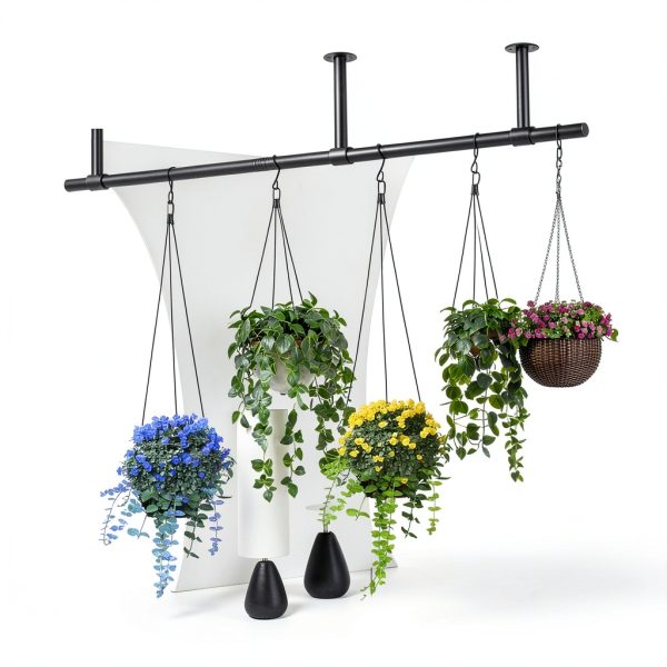 Uoveya Hanging Plant Hanger Metal Wall Mount 63In Length Black-2