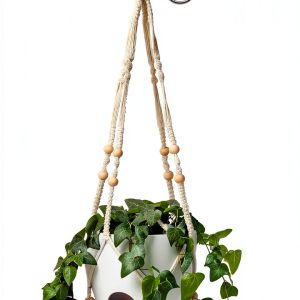 GARDIFE Hanging Planter 8" Set with Self Watering Saucer – White-0