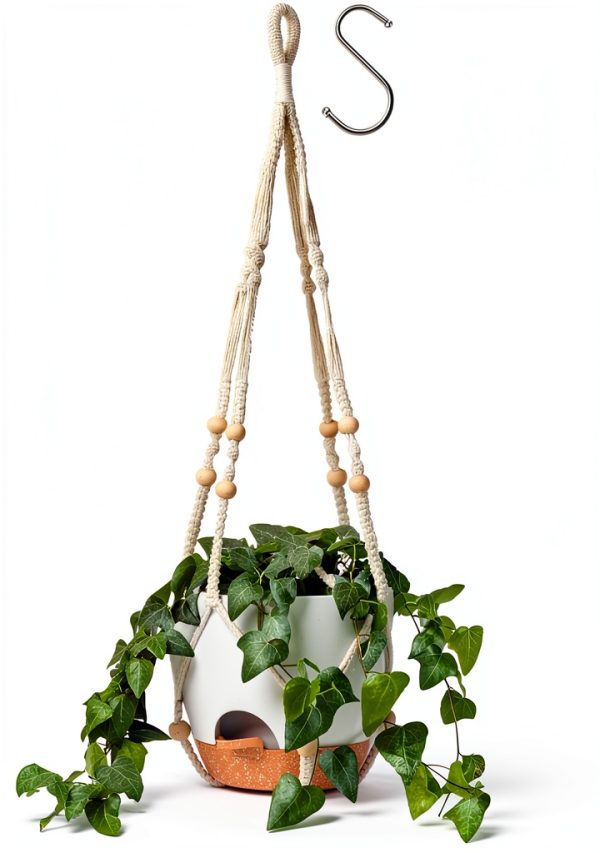 GARDIFE Hanging Planter 8" Set with Self Watering Saucer – White-0