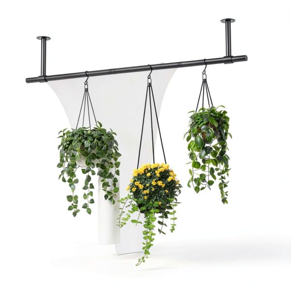 Uoveya Metal Hanging Plant Hanger 31.5in Black Wall Mounted 2‑pcs Set-3