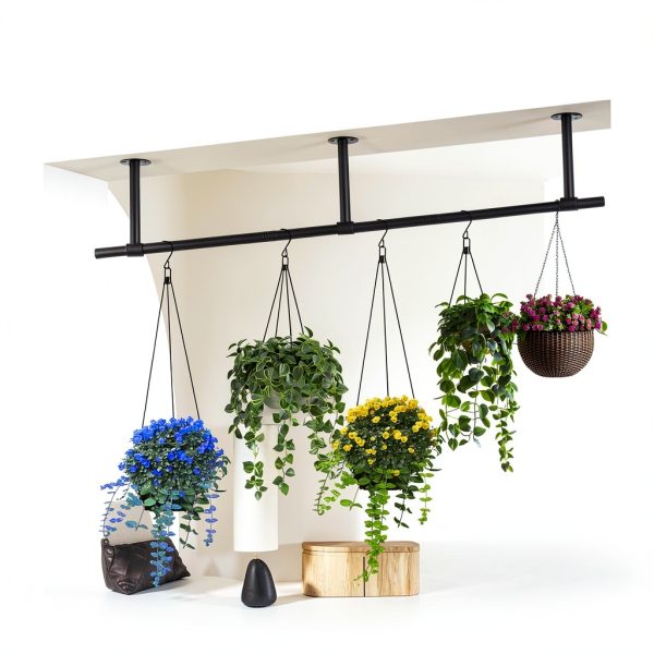 Hanging Planter Uoveya Metal Wall Mount Set 2‑Piece Black 63in Length-2