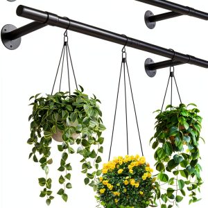 Uoveya Metal Hanging Plant Hanger 31.5in Black Wall Mounted 2‑pcs Set-0